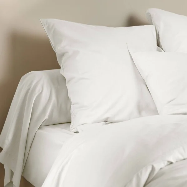 Taie d'oreiller coton lin Valentine - Blanc - 65 x 65 cm