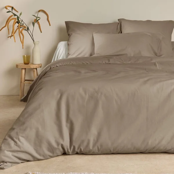 Taie d'oreiller coton lin Valentine - Taupe - 50 x 70 cm
