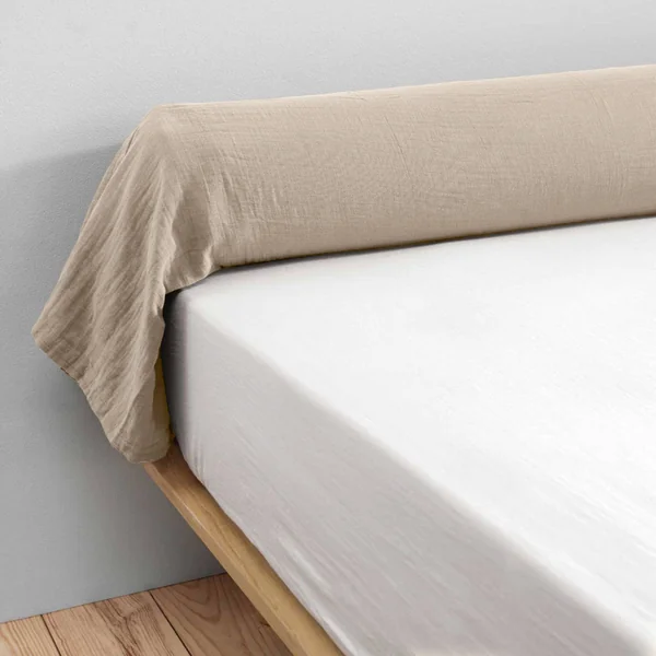 Taie de traversin gaze de coton (L185 cm) Gaïa Beige pampa