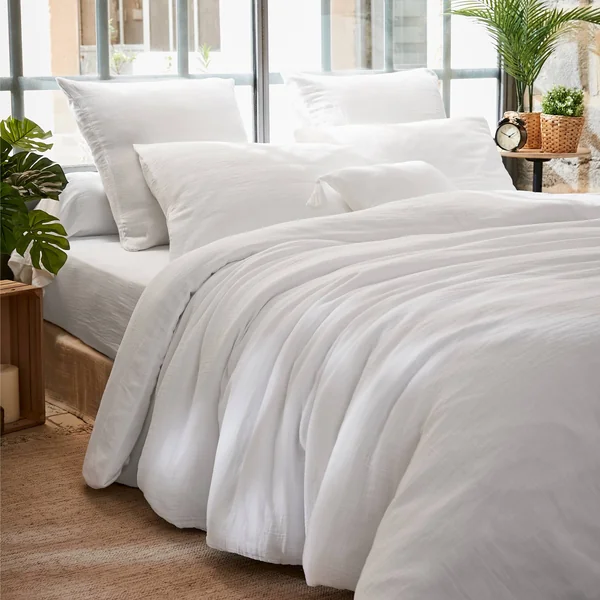 Taie d'oreiller carrée gaze de coton (60 x 60 cm) Gaïa Blanc chantilly