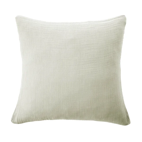 Taie d'oreiller carrée gaze de coton (60 x 60 cm) Gaïa rayures Vert eucalyptus