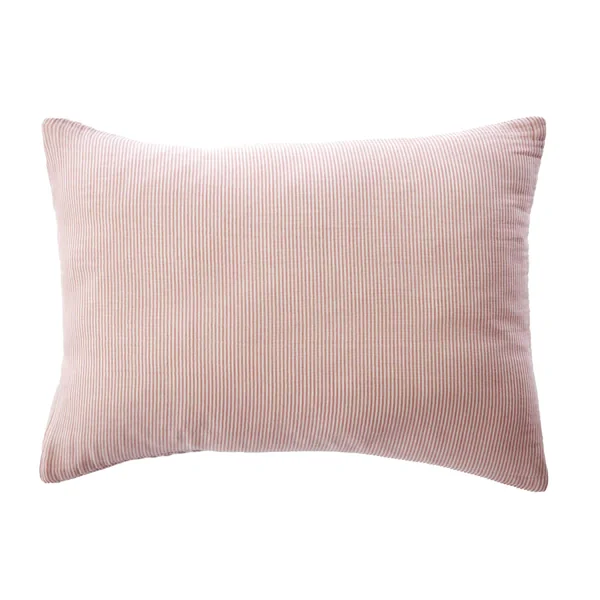 Taie d'oreiller rectangulaire gaze de coton (50 x 70 cm) Gaïa rayures Abricot