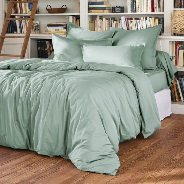 Taie d'oreiller rectangulaire percale de coton (50 x 70 cm) Cali Vert eucalyptus