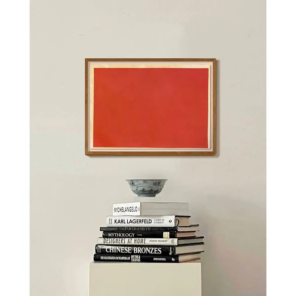 "Three Layers of French Red" Dye and Pigment on Aged Paper