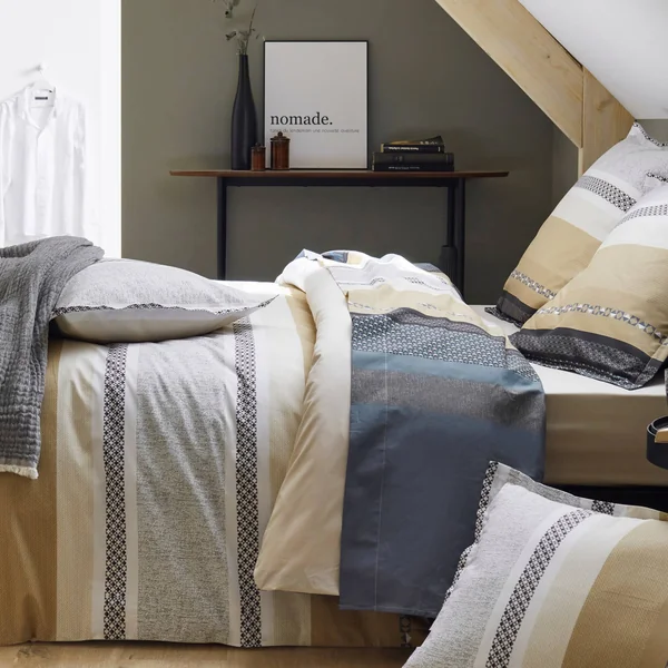 TRADILINGE Housse de couette percale Marlow Acier - 140 x 200 cm