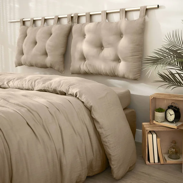 Tête de lit coussin gaze de coton (80 x 50 cm) Gaïa Ficelle
