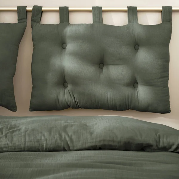 Tête de lit coussin gaze de coton (80 x 50 cm) Gaïa Vert romarin