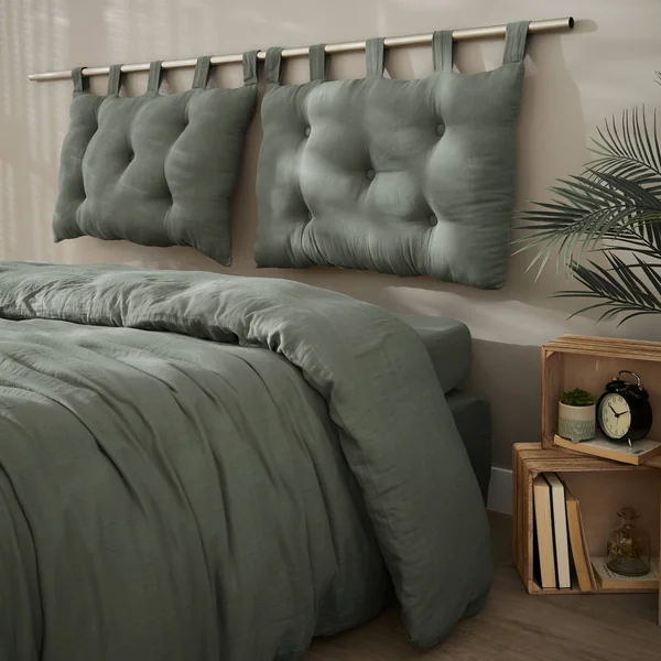 Tête de lit coussin gaze de coton (80 x 50 cm) Gaïa Vert romarin