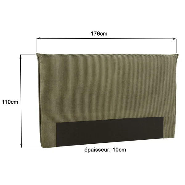 Tête de lit rembourrée pour lits 140/160cm velours côtelé vert RIVANA
