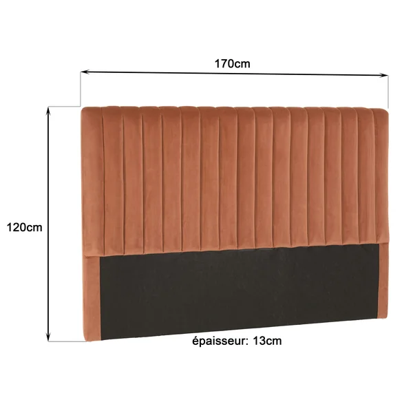 Tête de lit rembourrée pour lits 140/160cm velours orange RIVANA