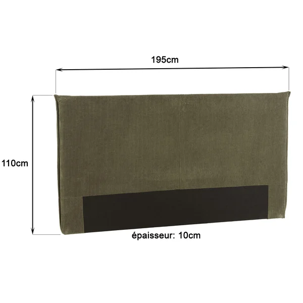 Tête de lit rembourrée pour lits 160/180cm velours côtelé vert RIVANA