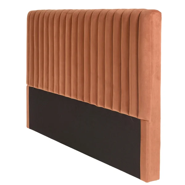 Tête de lit rembourrée pour lits 160/180cm velours orange RIVANA