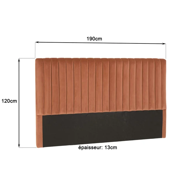 Tête de lit rembourrée pour lits 160/180cm velours orange RIVANA