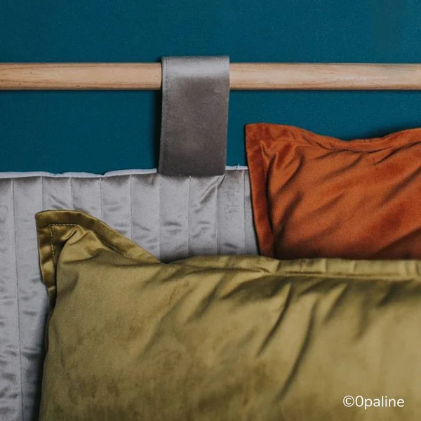 Tête de lit velours Velina, gris mastic CAMIF - 85 x 45 cm