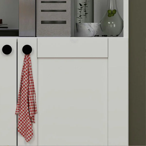 Vaisselier de cuisine blanc 4 portes 1 niche rangement VAREN