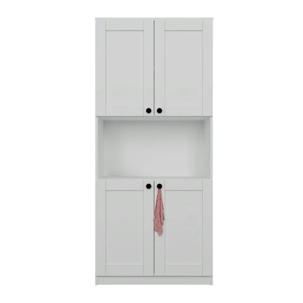 Vaisselier de cuisine blanc 4 portes 1 niche rangement VAREN