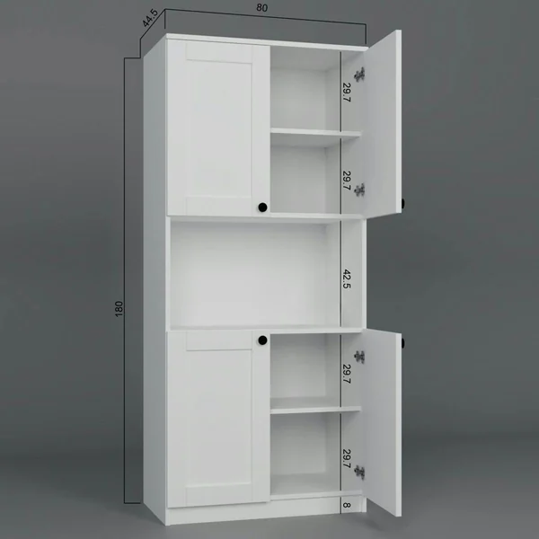 Vaisselier de cuisine blanc 4 portes 1 niche rangement VAREN