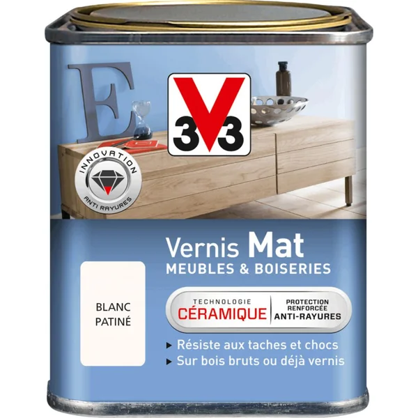 Vernis intérieur meubles/boiseries blanc patiné mat 250 ml