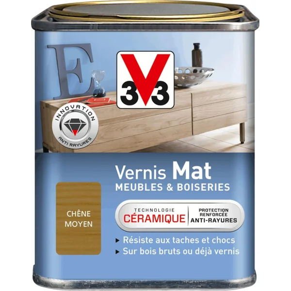 Vernis intérieur meubles/boiseries chêne moyen mat 250 ml