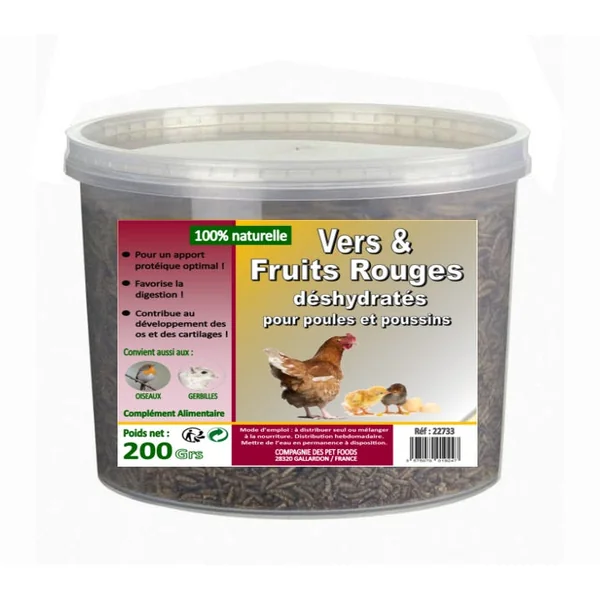 Vers de farine et fruits rouges 200 gr