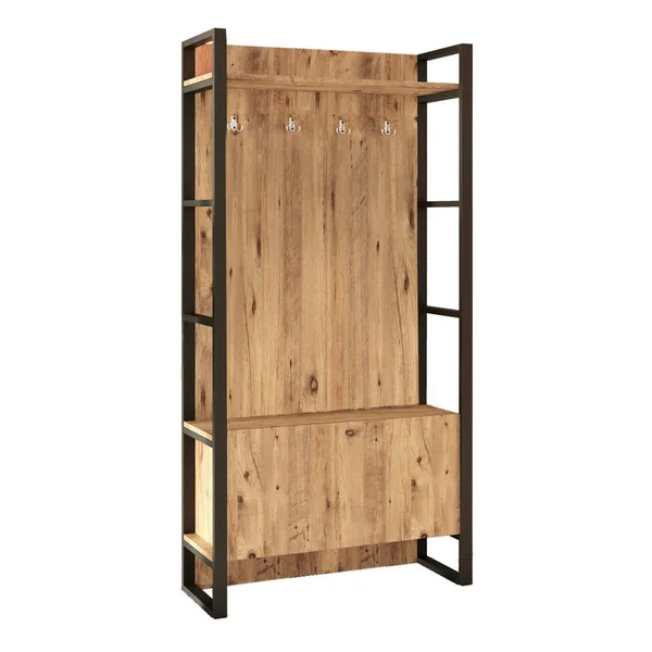 Vestiaire d'entrée rustique chic 1 rangement bas 1 étagère JENA