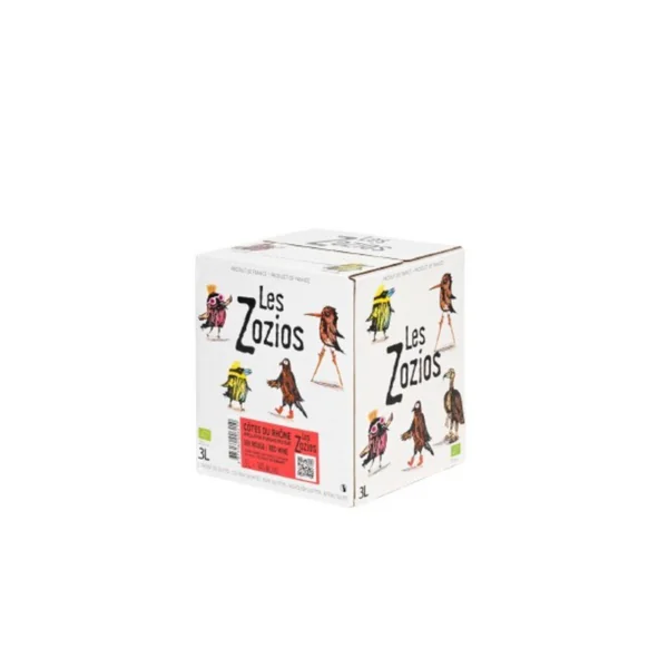 Vin rouge Côtes du Rhône AOC bio Le chevalier Gambette Drôles de zozios Demazet en bag in box - 3 L