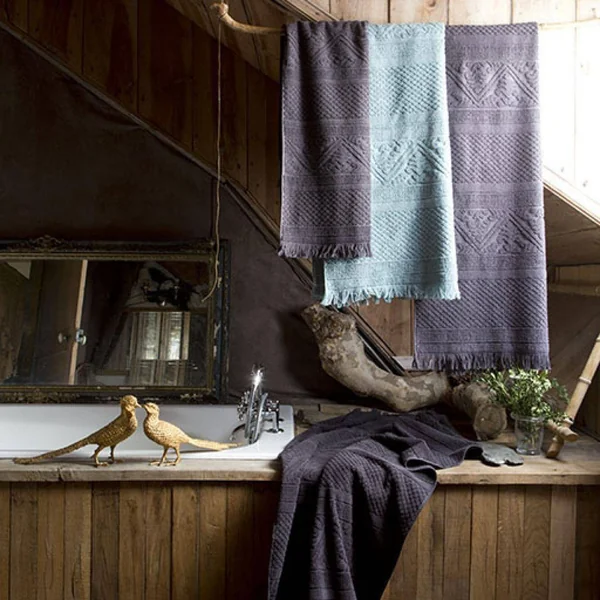 VIVARAISE Serviette de toilette Zoé - Carbone - Serviette de toilette 50 x 100 cm
