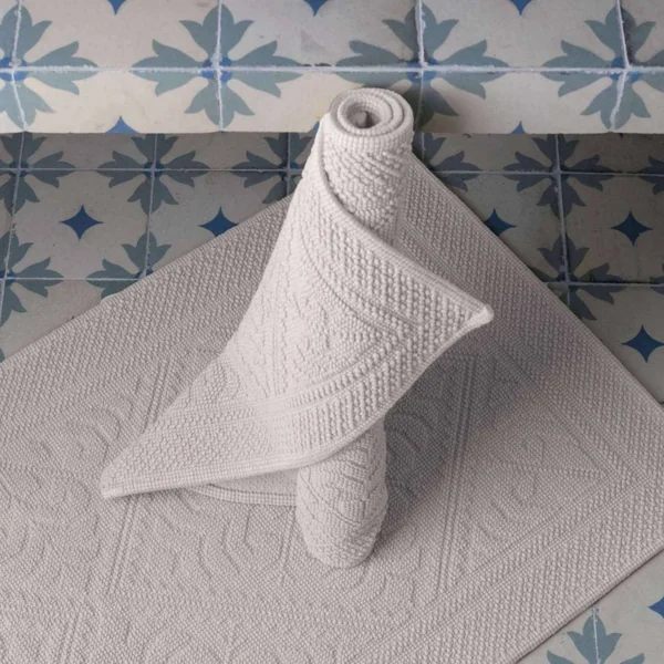 VIVARAISE Tapis de bain coton Enzo - Neige - 54 x 110 cm