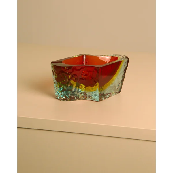 "Wave" ashtray in Red Murano Glass by Flavio Poli for Seguso, 1960s