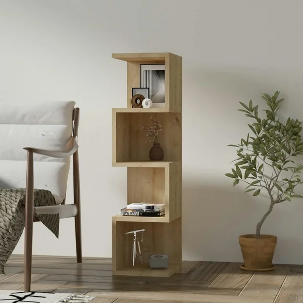Étagère colonne design - effet bois clair MARFA