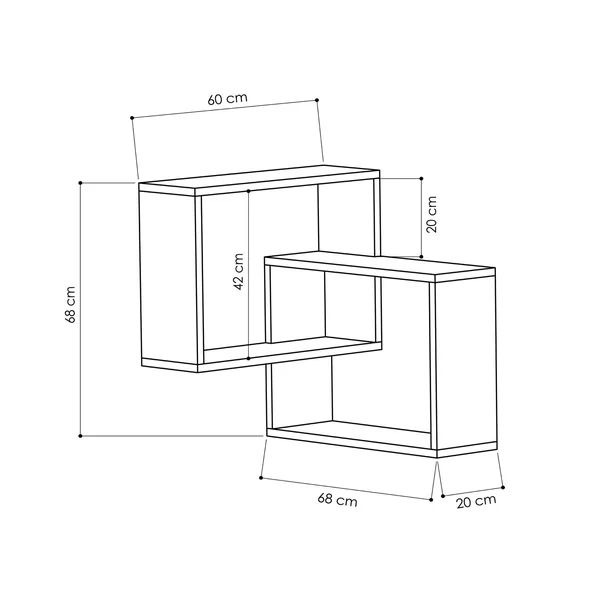 Étagère d'angle design effet bois - 2 cubes imbriqués MARFA