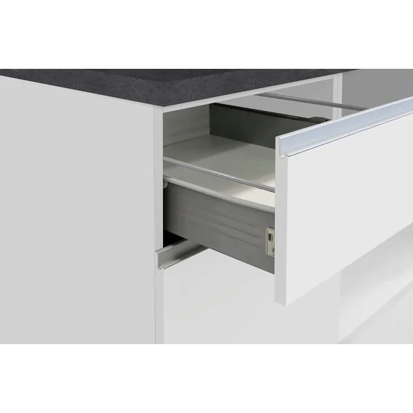 Îlot de cuisine 2 portes 160 cm blanc brillant/béton Solena