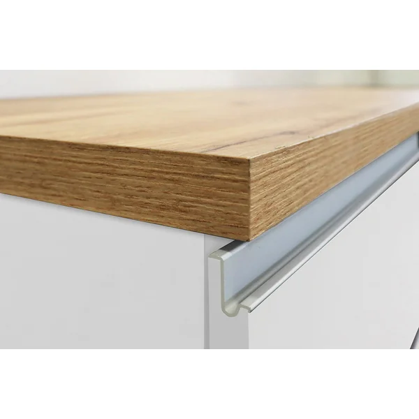 Îlot de cuisine 2 portes 160 cm blanc brillant/chêne wotan Solena